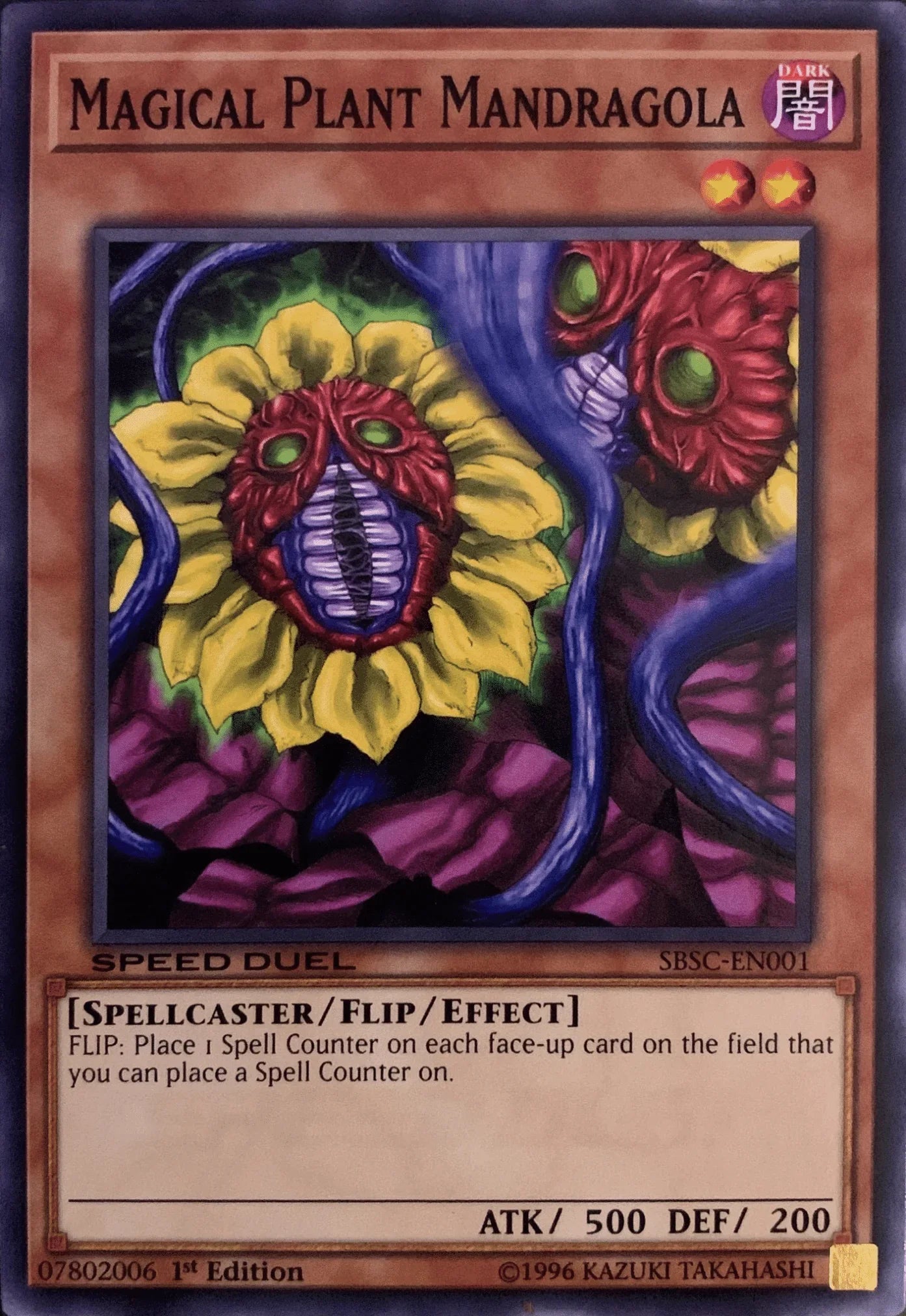 1st Edition, Common, Dark, Flip/Effect Monster, Speed Duel: Scars of Battle, Spellcaster Magical Plant Mandragola [SBSC-EN001] Common - Trading Card World