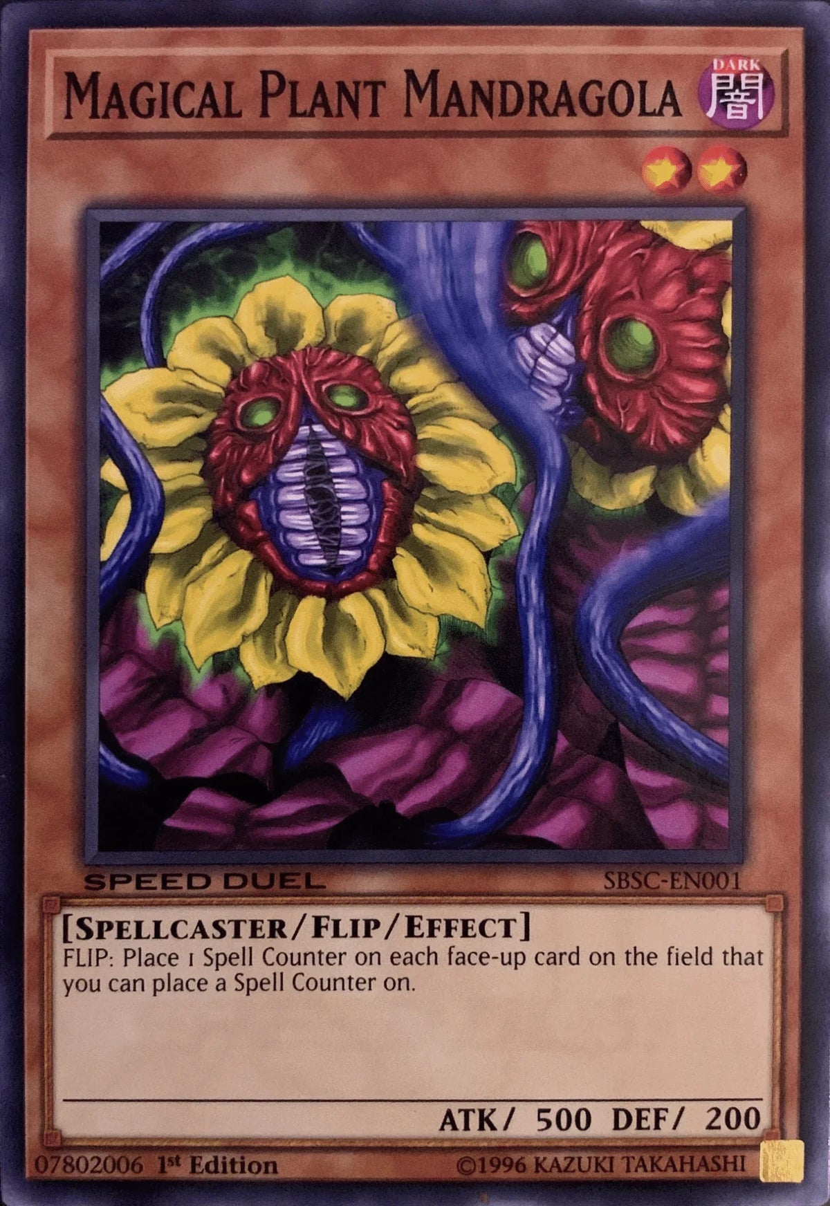 1st Edition, Common, Dark, Flip/Effect Monster, Speed Duel: Scars of Battle, Spellcaster Magical Plant Mandragola [SBSC-EN001] Common - Trading Card World