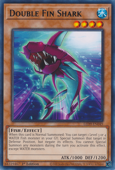 1st Edition, Effect Monster, Fish, Legendary Duelists: Duels From the Deep, Rare, Water Double Fin Shark [LED9-EN049] Rare - Trading Card World
