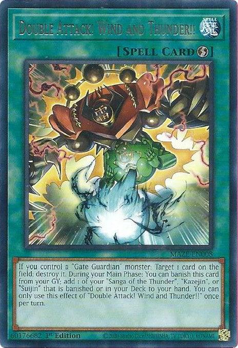 1st Edition, Maze of Memories, Quick-Play Spell, Rare, Spell Double Attack! Wind and Thunder!! [MAZE-EN008] Rare - Trading Card World
