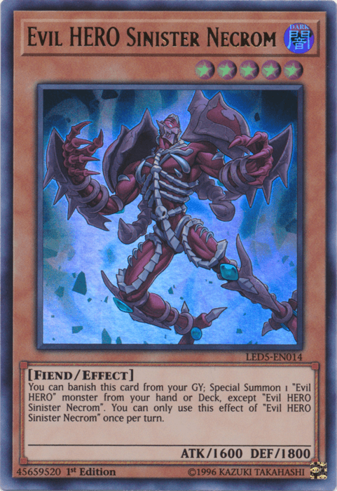 1st Edition, Dark, Effect Monster, Fiend, Legendary Duelists: Immortal Destiny, Ultra Rare Evil Hero Sinister Necrom [LED5-EN014] Ultra Rare - Trading Card World