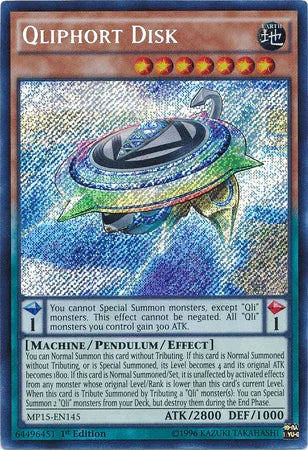 1st Edition, 2015 Mega-Tins Mega Pack, Earth, Machine, Pendulum/Effect Monster, Secret Rare Qliphort Disk [MP15-EN145] Secret Rare - Trading Card World