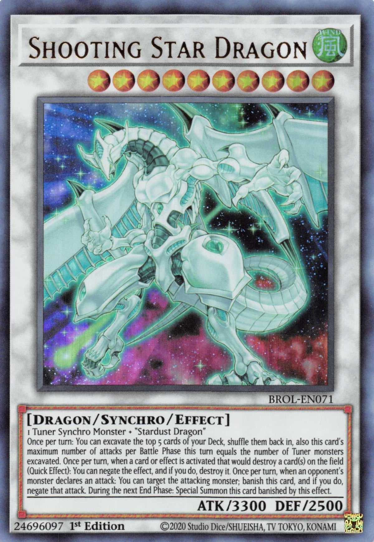 1st Edition, Brothers of Legend, Dragon, Synchro/Effect Monster, Ultra Rare, Wind Shooting Star Dragon [BROL-EN071] Ultra Rare - Trading Card World