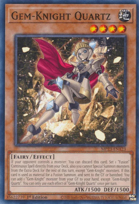 1st Edition, Common, Dueling Heroes Collectors Tin - Mega Pack (25th Anniversary Edition), Earth, Effect Monster, Fairy Gem-Knight Quartz [MP23-EN123] Common - Trading Card World