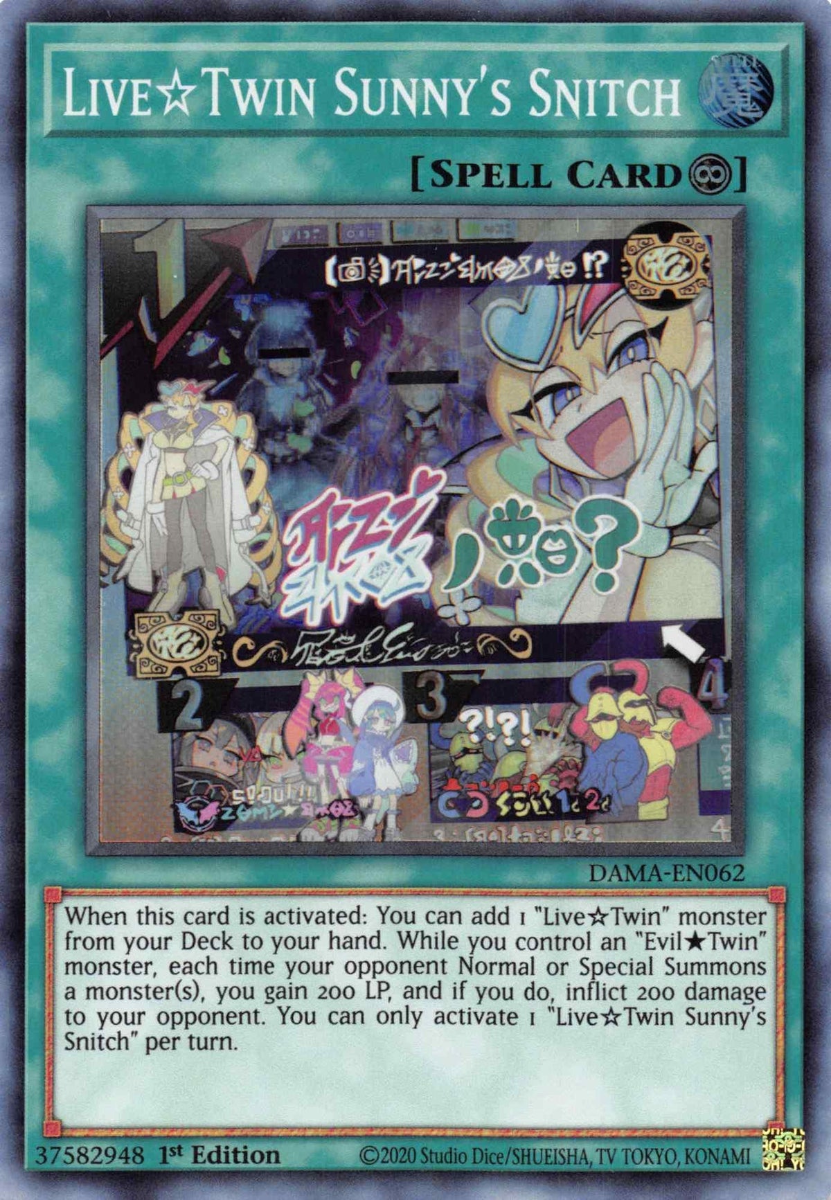 1st Edition, Continuous Spell, Dawn of Majesty, Spell, Super Rare Live Twin Sunny's Snitch [DAMA-EN062] Super Rare - Trading Card World
