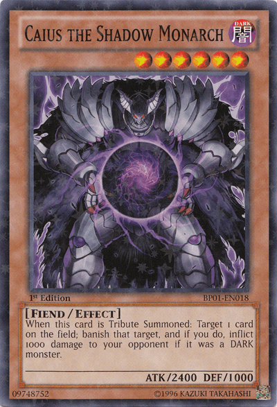 1st Edition, Battle Pack: Epic Dawn, Dark, Effect Monster, Fiend, Starfoil Rare, Unlimited Caius the Shadow Monarch [BP01-EN018] Starfoil Rare - Trading Card World