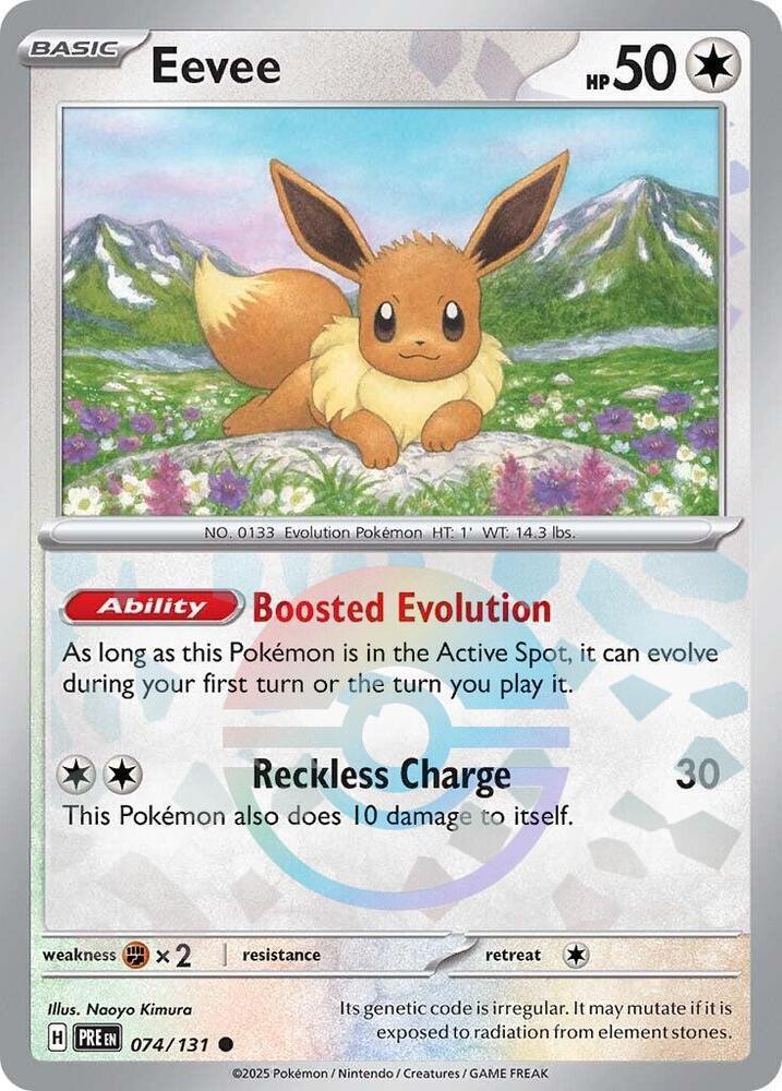 074, Colorless, Common, Fighting [x2], Holofoil, Scarlet & Violet: Prismatic Evolutions Eevee (074/131) (Poke Ball Pattern) [Scarlet & Violet: Prismatic Evolutions] - Trading Card World