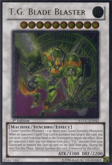 1st Edition, Earth, Extreme Victory, Machine, Synchro/Effect Monster, Ultimate Rare, Unlimited T.G. Blade Blaster [EXVC-EN042] Ultimate Rare - Trading Card World