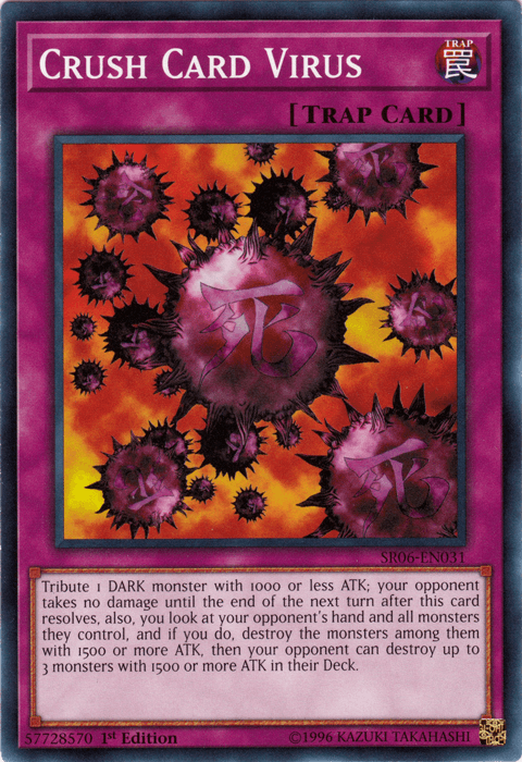 1st Edition, Common, Normal Trap, Structure Deck: Lair of Darkness, Trap Crush Card Virus [SR06-EN031] Common - Trading Card World