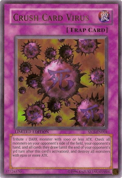 Limited, Normal Trap, Shonen Jump Championship Series Promos, Trap, Ultra Rare Crush Card Virus [SJCS-EN004] Ultra Rare - Trading Card World