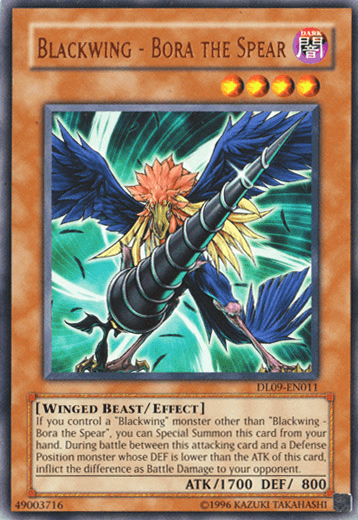 Dark, Duelist League Promo, Effect Monster, Rare, Unlimited, Winged Beast Blackwing - Bora the Spear (Bronze) [DL09-EN011] Rare - Trading Card World