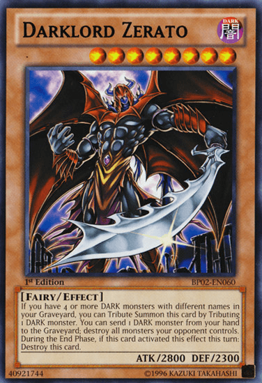 1st Edition, Battle Pack 2: War of the Giants, Dark, Effect Monster, Fairy, Rare, Unlimited Darklord Zerato [BP02-EN060] Rare - Trading Card World