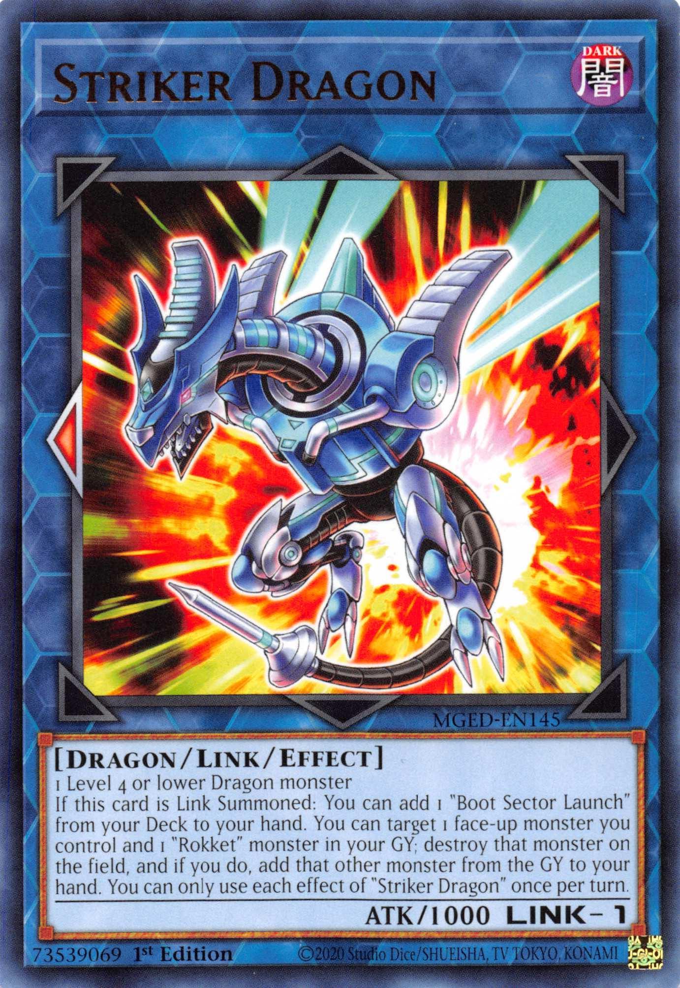 1st Edition, Dark, Dragon, Link/Effect Monster, Maximum Gold: El Dorado, Rare Striker Dragon [MGED-EN145] Rare - Trading Card World
