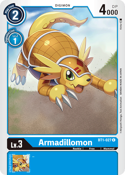Blue, BT1-027, Common, Digimon, Free, Mammal, Release Special Booster Ver.1.0, Rookie Armadillomon [BT1-027] [Release Special Booster Ver.1.0] - Trading Card World