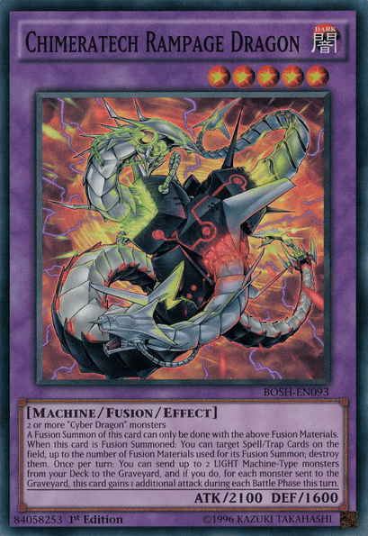 1st Edition, Breakers of Shadow, Dark, Fusion/Effect Monster, Machine, Super Rare, Unlimited Chimeratech Rampage Dragon [BOSH-EN093] Super Rare - Trading Card World