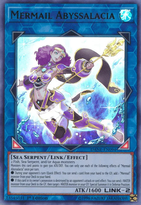 1st Edition, Dark Neostorm, Link/Effect Monster, Sea Serpent, Ultra Rare, Unlimited, Water Mermail Abyssalacia [DANE-EN094] Ultra Rare - Trading Card World