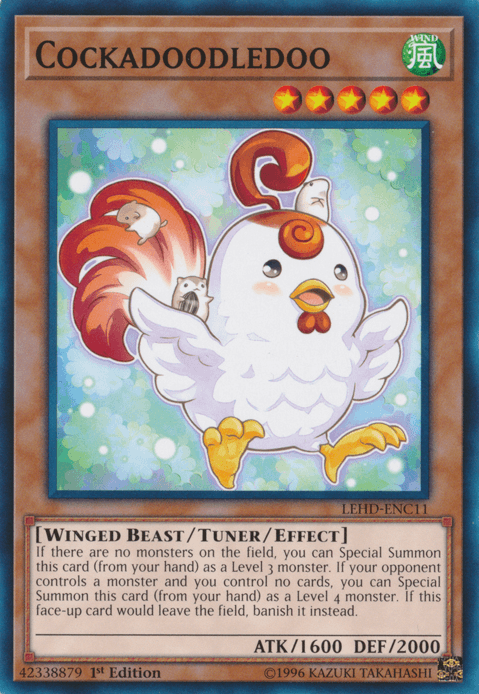 1st Edition, Common, Legendary Hero Decks, Tuner/Effect Monster, Wind, Winged Beast Cockadoodledoo [LEHD-ENC11] Common - Trading Card World