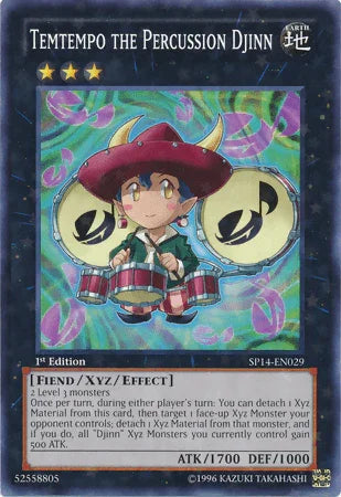 1st Edition, Earth, Fiend, Star Pack 2014, Starfoil Rare, Xyz/Effect Monster Temtempo the Percussion Djinn [SP14-EN029] Starfoil Rare - Trading Card World