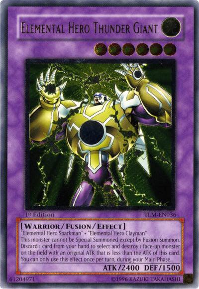 1st Edition, Fusion/Effect Monster, Light, The Lost Millennium, Ultimate Rare, Unlimited, Warrior Elemental Hero Thunder Giant [TLM-EN036] Ultimate Rare - Trading Card World