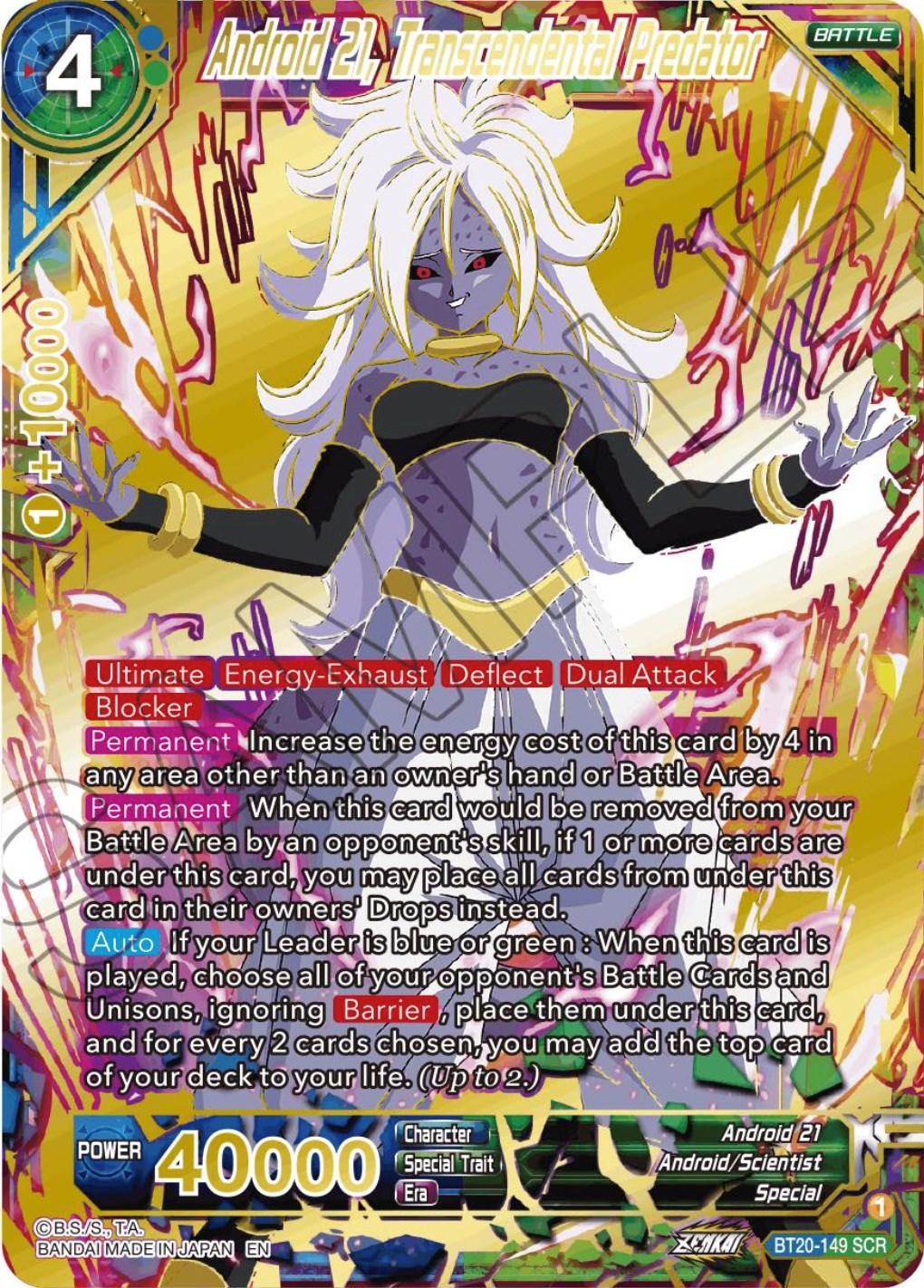 Android 21, Android/Scientist, Battle, Blue;Green, BT20-149, Parallel Foil, Power Absorbed, Secret Rare, Special Android 21, Transcendental Predator (BT20-149) [Power Absorbed] - Trading Card World