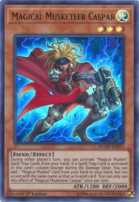 1st Edition, Duel Overload, Effect Monster, Fiend, Light, Ultra Rare Magical Musketeer Caspar [DUOV-EN071] Ultra Rare - Trading Card World