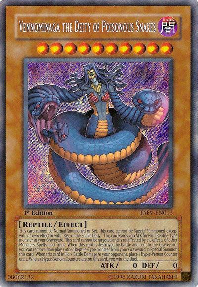 1st Edition, Dark, Effect Monster, Reptile, Secret Rare, Tactical Evolution, Unlimited Vennominaga the Deity of Poisonous Snakes [TAEV-EN013] Secret Rare - Trading Card World