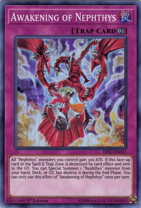1st Edition, Continuous Trap, Hidden Summoners, Super Rare, Trap Awakening of Nephthys [HISU-EN011] Super Rare - Trading Card World