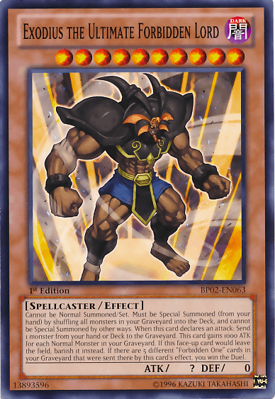 1st Edition, Battle Pack 2: War of the Giants, Dark, Effect Monster, Mosaic Rare, Spellcaster, Unlimited Exodius the Ultimate Forbidden Lord [BP02-EN063] Mosaic Rare - Trading Card World