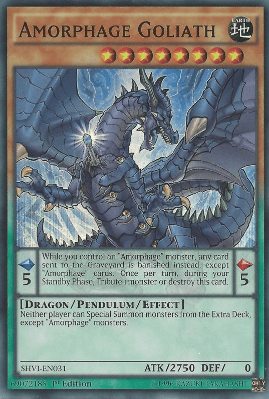 1st Edition, Dragon, Earth, Pendulum/Effect Monster, Shining Victories, Super Rare, Unlimited Amorphage Goliath [SHVI-EN031] Super Rare - Trading Card World