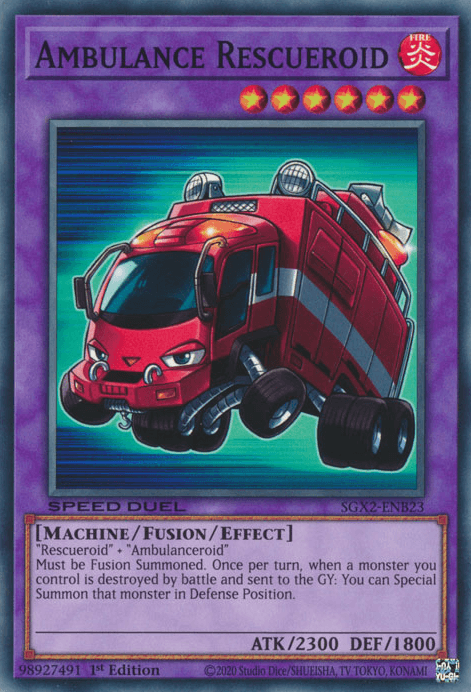 1st Edition, Common, Fire, Fusion/Effect Monster, Machine, Speed Duel GX: Midterm Paradox Ambulance Rescueroid [SGX2-ENB23] Common - Trading Card World