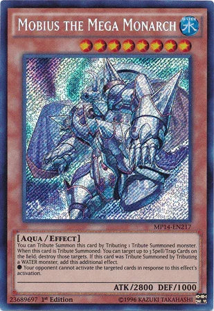 1st Edition, 2014 Mega-Tins Mega Pack, Aqua, Earth, Effect Monster, Secret Rare Mobius the Mega Monarch [MP14-EN217] Secret Rare - Trading Card World