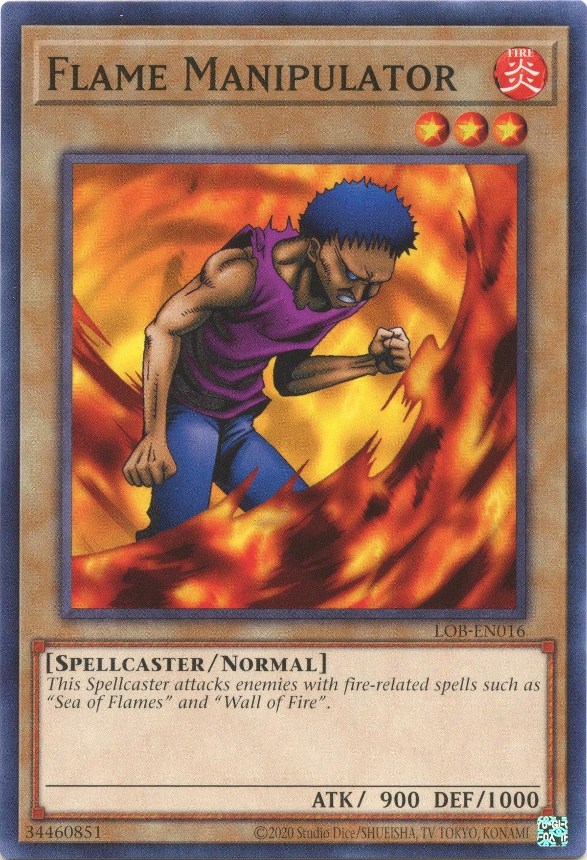 Common, Fire, Legend of Blue Eyes White Dragon (25th Anniversary Edition), Normal Monster, Spellcaster, Unlimited Flame Manipulator (25th Anniversary) [LOB-EN016] Common - Trading Card World