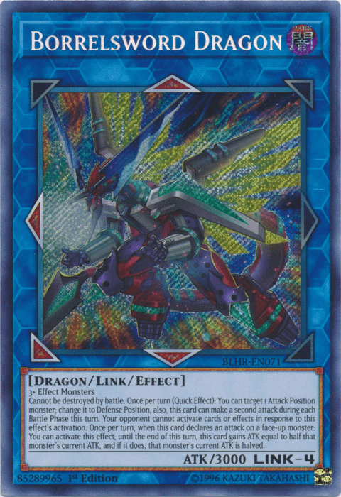 1st Edition, Battles of Legend: Hero's Revenge, Dark, Dragon, Link/Effect Monster, Secret Rare Borrelsword Dragon [BLHR-EN071] Secret Rare - Trading Card World