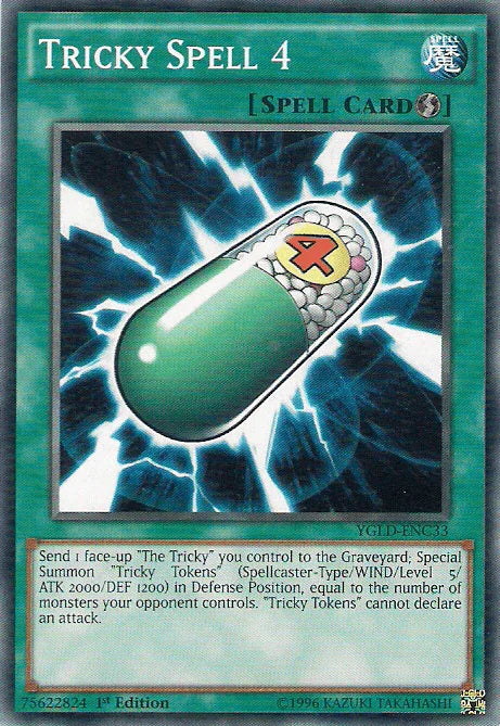 1st Edition, Common, King of Games: Yugi's Legendary Decks, Quick Play Spell, Spell, Unlimited Tricky Spell 4 [YGLD-ENC33] Common - Trading Card World