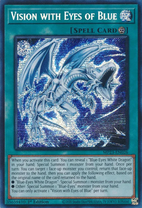 1st Edition, Continuous Spell, Dueling Heroes Collectors Tin - Mega Pack (25th Anniversary Edition), Prismatic Secret Rare, Spell Vision with Eyes of Blue [MP23-EN026] Prismatic Secret Rare - Trading Card World