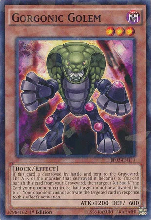 1st Edition, Battle Pack 3: Monster League, Dark, Effect Monster, Rock, Shatterfoil Rare Gorgonic Golem [BP03-EN110] Shatterfoil Rare - Trading Card World