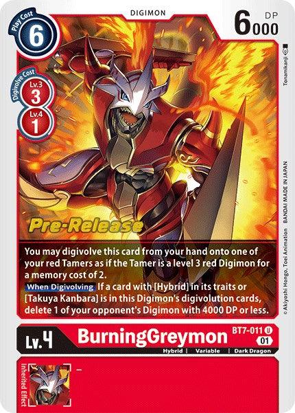 BT7-011, Dark Dragon, Digimon, Hybrid, Next Adventure Pre-Release Cards, Red, Uncommon, Variable BurningGreymon [BT7-011] [Next Adventure Pre-Release Cards] - Trading Card World
