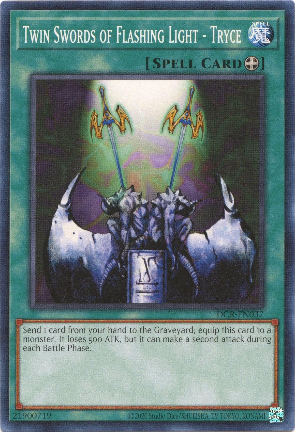 Common, Dark Crisis (25th Anniversary Edition), Equip Spell, Spell, Unlimited Twin Swords of Flashing Light - Tryce (25th Anniversary) [DCR-EN037] Common - Trading Card World