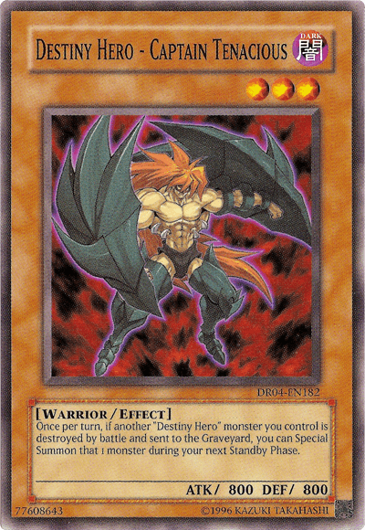 Common, Dark, Dark Revelation Volume 4, Effect Monster, Unlimited, Warrior Destiny Hero - Captain Tenacious [DR04-EN182] Common - Trading Card World
