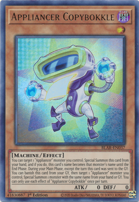 1st Edition, Battles of Legend: Armageddon, Dark, Effect Monster, Machine, Ultra Rare Appliancer Copybokkle [BLAR-EN037] Ultra Rare - Trading Card World
