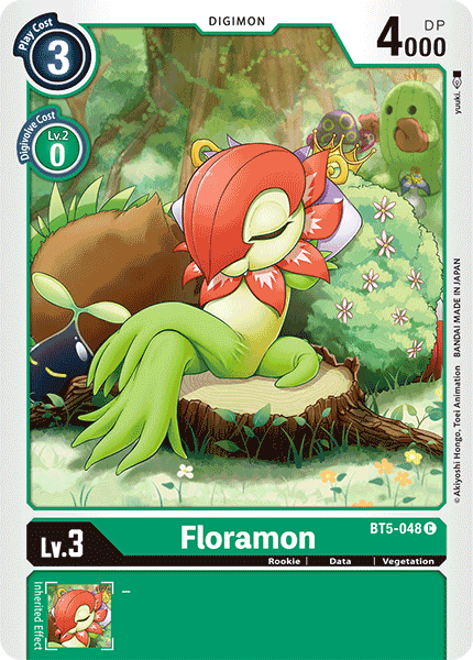 Battle of Omni, BT5-048, Common, Data, Digimon, Green, Rookie, Vegetation Floramon [BT5-048] [Battle of Omni] - Trading Card World