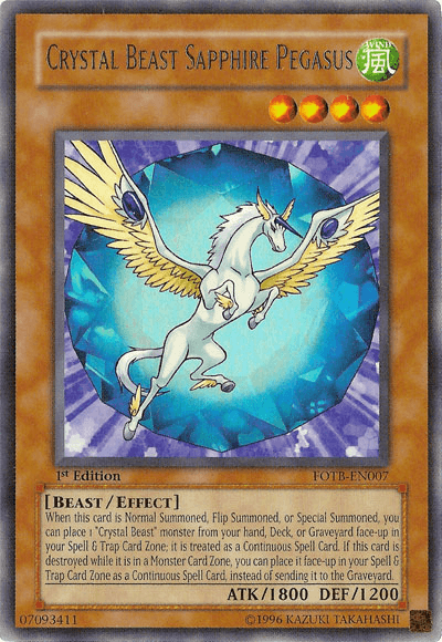 1st Edition, Beast, Effect Monster, Force of the Breaker, Ultra Rare, Unlimited, Wind Crystal Beast Sapphire Pegasus [FOTB-EN007] Ultra Rare - Trading Card World