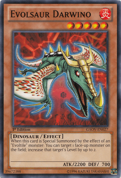 1st Edition, Common, Dinosaur, Effect Monster, Fire, Galactic Overlord, Unlimited Evolsaur Darwino [GAOV-EN027] Common - Trading Card World