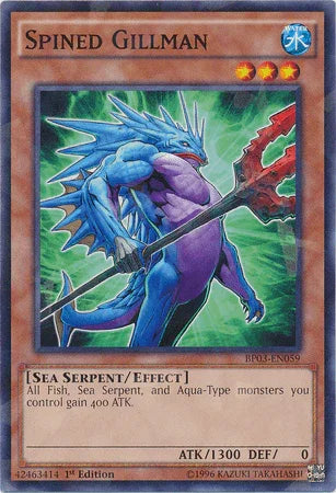 1st Edition, Battle Pack 3: Monster League, Effect Monster, Sea Serpent, Shatterfoil Rare, Water Spined Gillman [BP03-EN059] Shatterfoil Rare - Trading Card World