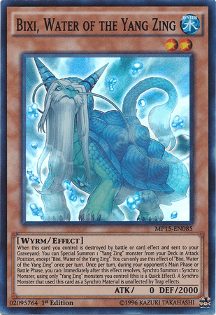 1st Edition, 2015 Mega-Tins Mega Pack, Effect Monster, Super Rare, Water, Wyrm Bixi, Water of the Yang Zing [MP15-EN085] Super Rare - Trading Card World