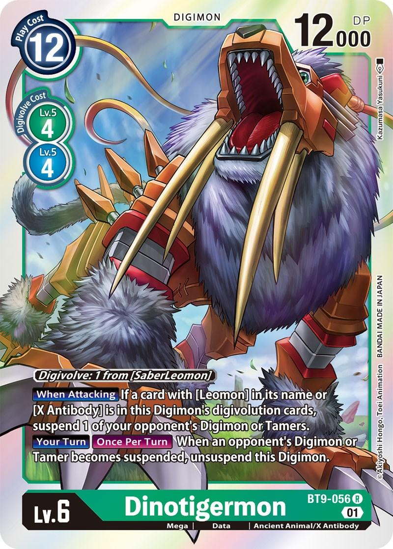 Ancient Animal/X Antibody, BT9-056, Data, Digimon, Green, Mega, Rare, X Record Dinotigermon [BT9-056] [X Record] - Trading Card World