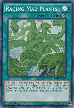 1st Edition, Battle Pack 3: Monster League, Common, Quick Play Spell, Spell Raging Mad Plants [BP03-EN165] Common - Trading Card World