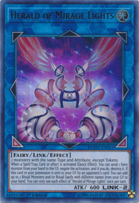1st Edition, Duel Overload, Earth, Fairy, Link/Effect Monster, Ultra Rare Herald of Mirage Lights [DUOV-EN011] Ultra Rare - Trading Card World