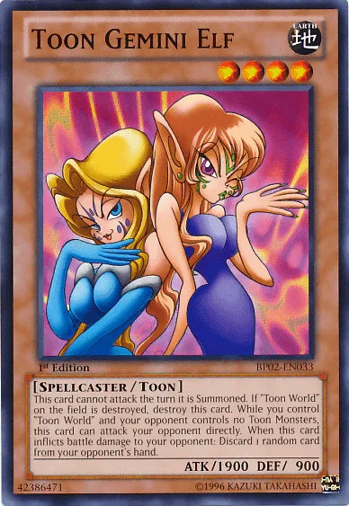 1st Edition, Battle Pack 2: War of the Giants, Earth, Mosaic Rare, Spellcaster, Toon Monster, Unlimited Toon Gemini Elf [BP02-EN033] Mosaic Rare - Trading Card World