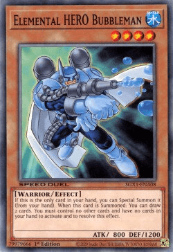 1st Edition, Common, Effect Monster, Speed Duel GX: Duel Academy Box, Warrior, Water Elemental HERO Bubbleman [SGX1-ENA08] Common - Trading Card World